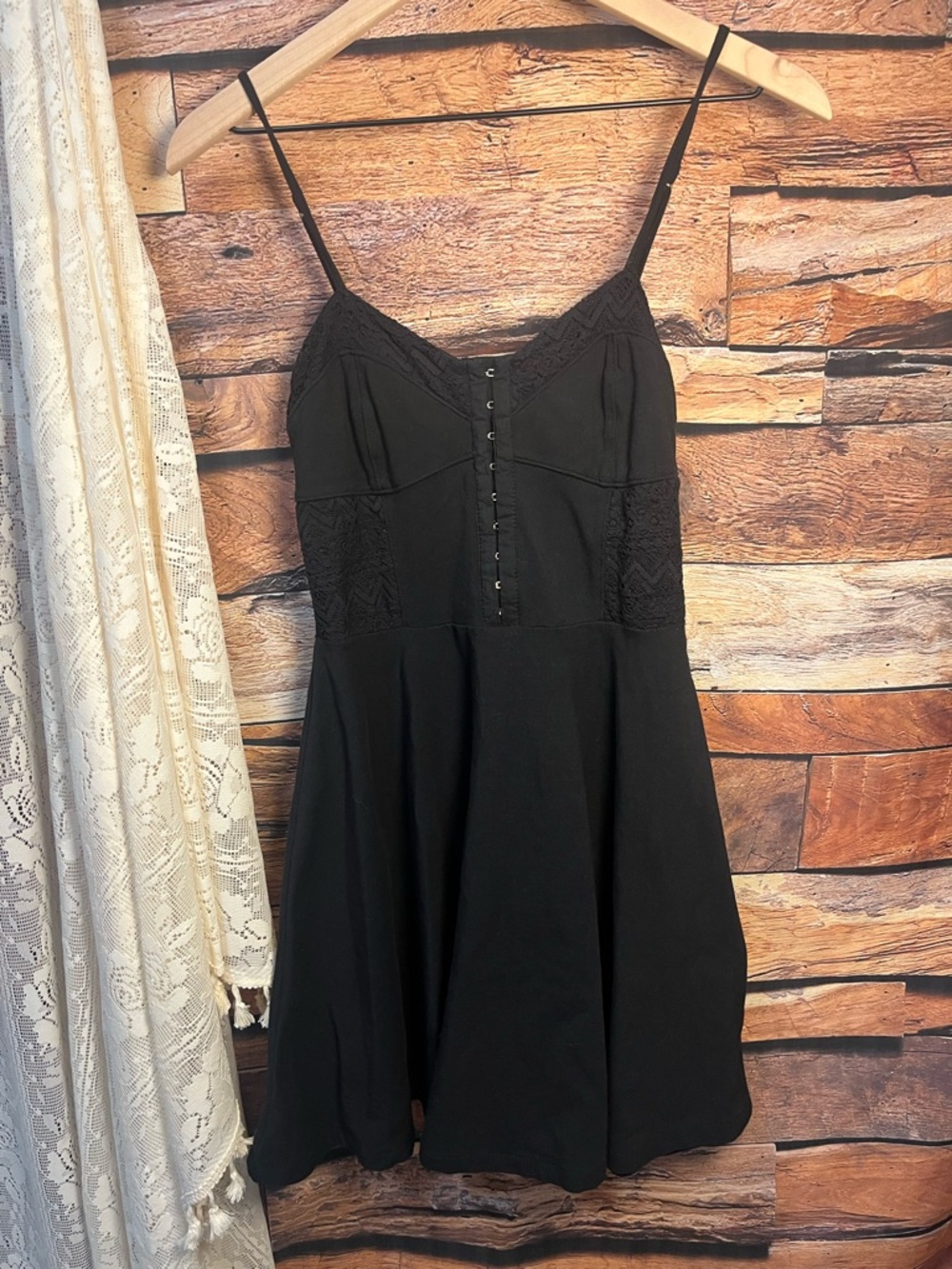 Aeropostale Black Mini Skater Dress with Spaghetti Straps (195) - Picture 5 of 13